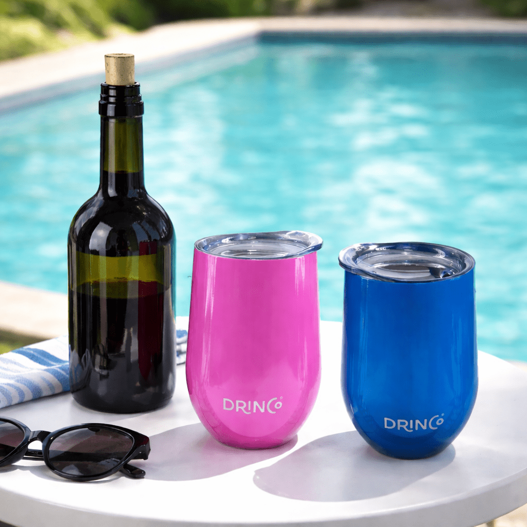 12oz 2 - Pack Triple - Insulated Wine Tumblers – OG Pink & Blue Stainless Steel Set - True Wine Lover