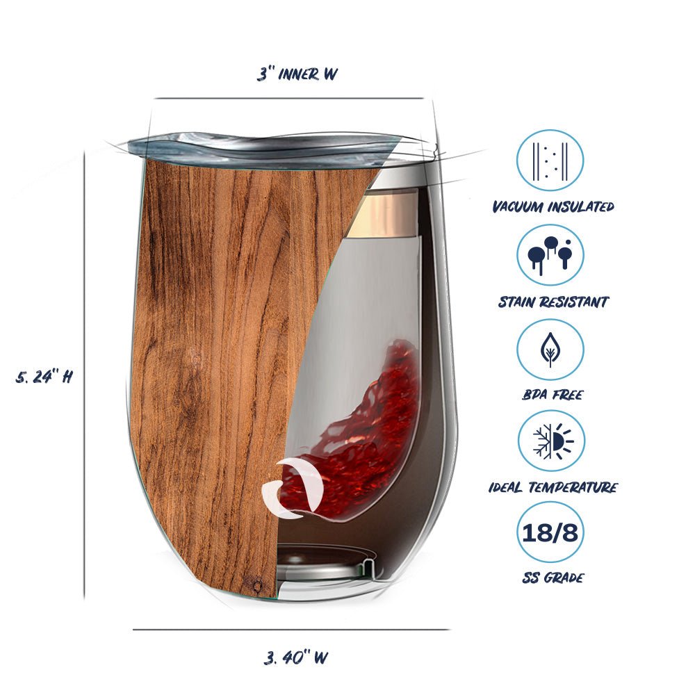 12oz Triple - Insulated Wine Tumbler – Woodland Edition Stainless Steel Glass - True Wine Lover