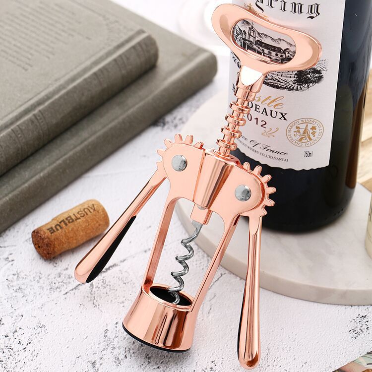 Premium rose gold wing style corkscrew winged corkscrew wine opener for display bar cart