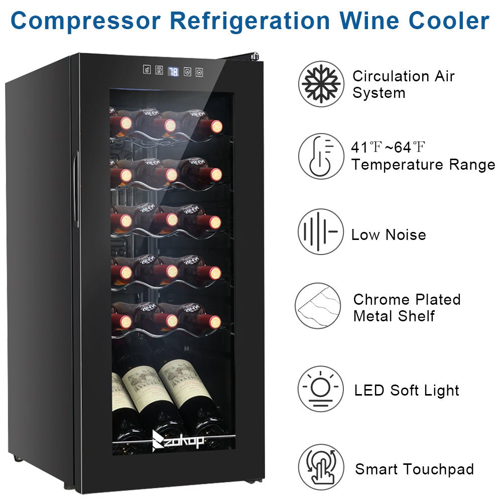 18 - Bottle Compressor Wine Cooler | Freestanding 52L Wine Cellar - True Wine Lover