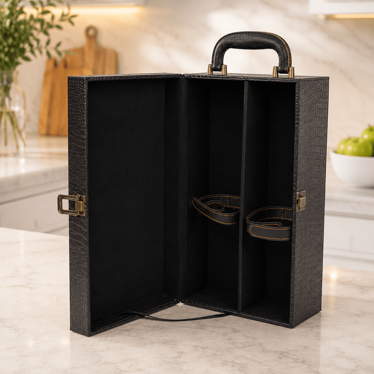 2 Bottle Premium Leather Wine Tote with 4 - piece Corkscrew Tool Set - True Wine Lover
