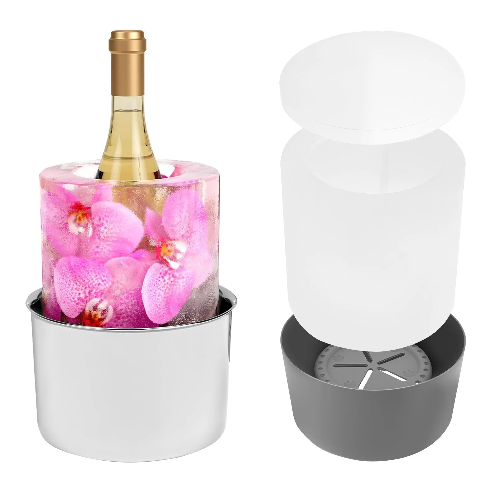 2 - Pack Champagne Ice Mold Bucket DIY Flower Ice Bucket Mold Practical Ice - True Wine Lover
