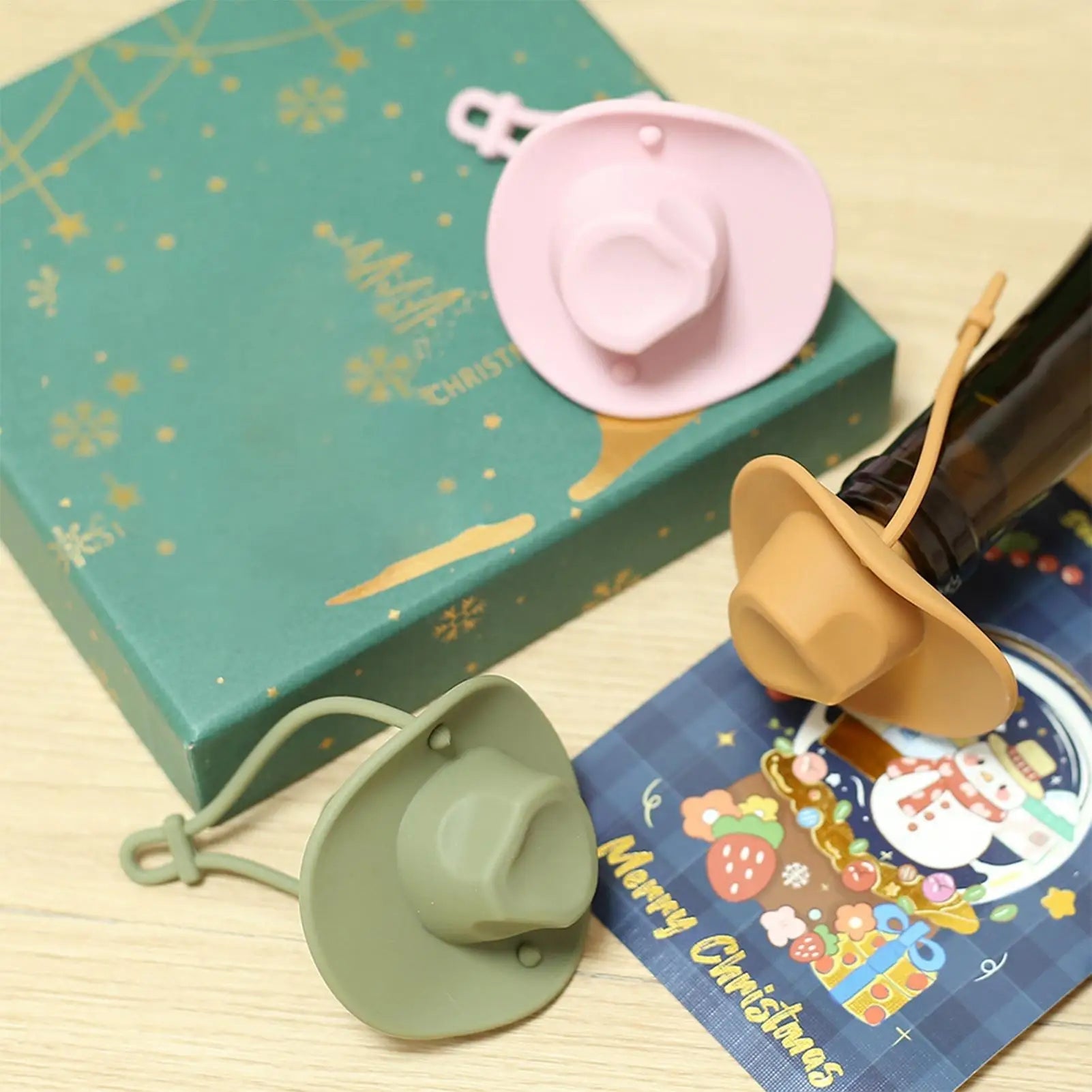 2 - Pack Cowboy Hat Wine Stoppers – Fun Silicone Bottle Stoppers for Freshness - True Wine Lover