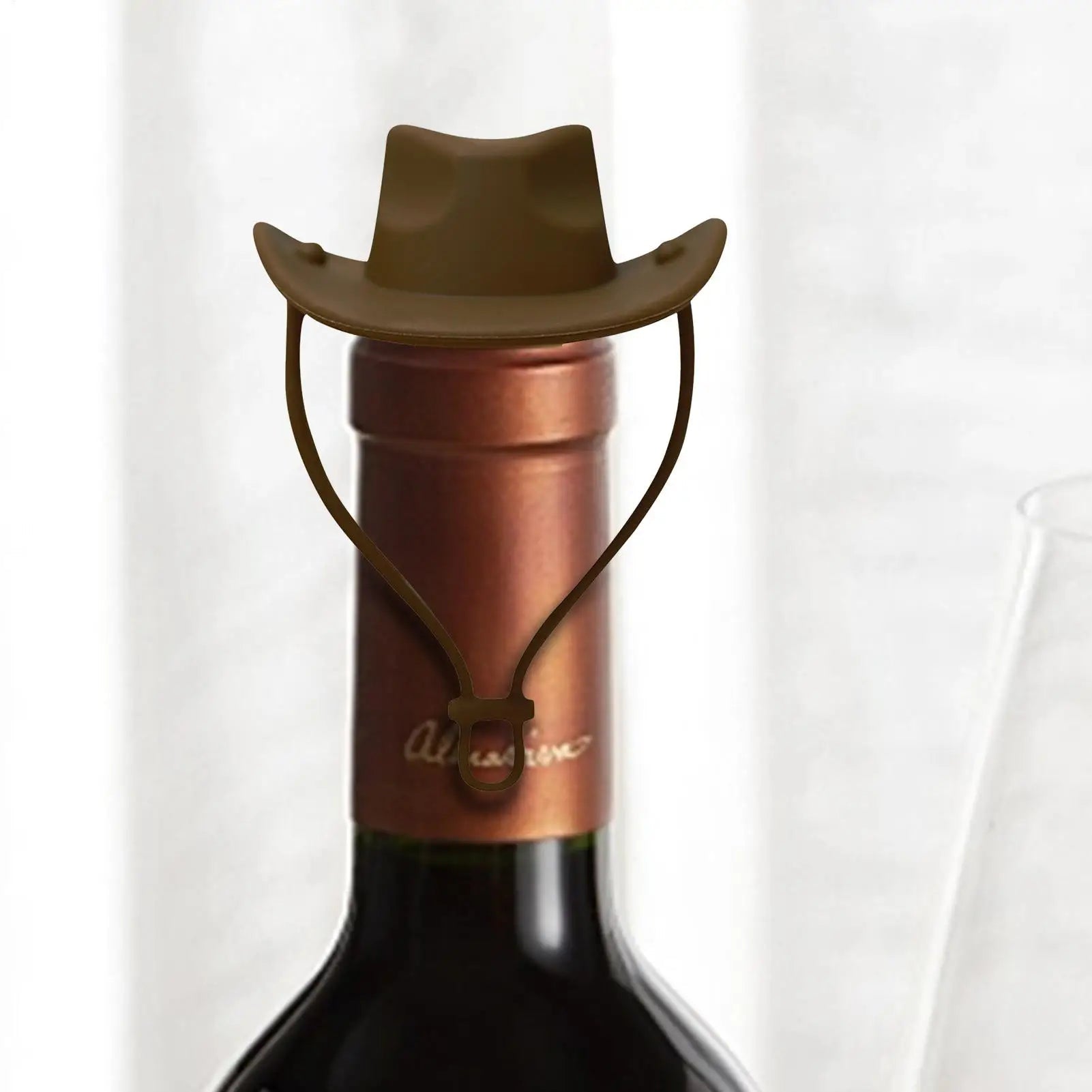 2 - Pack Cowboy Hat Wine Stoppers – Fun Silicone Bottle Stoppers for Freshness - True Wine Lover