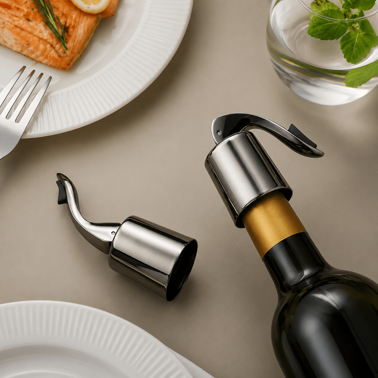 2 - Pack Stainless Steel Wine Bottle Stoppers - True Wine Lover