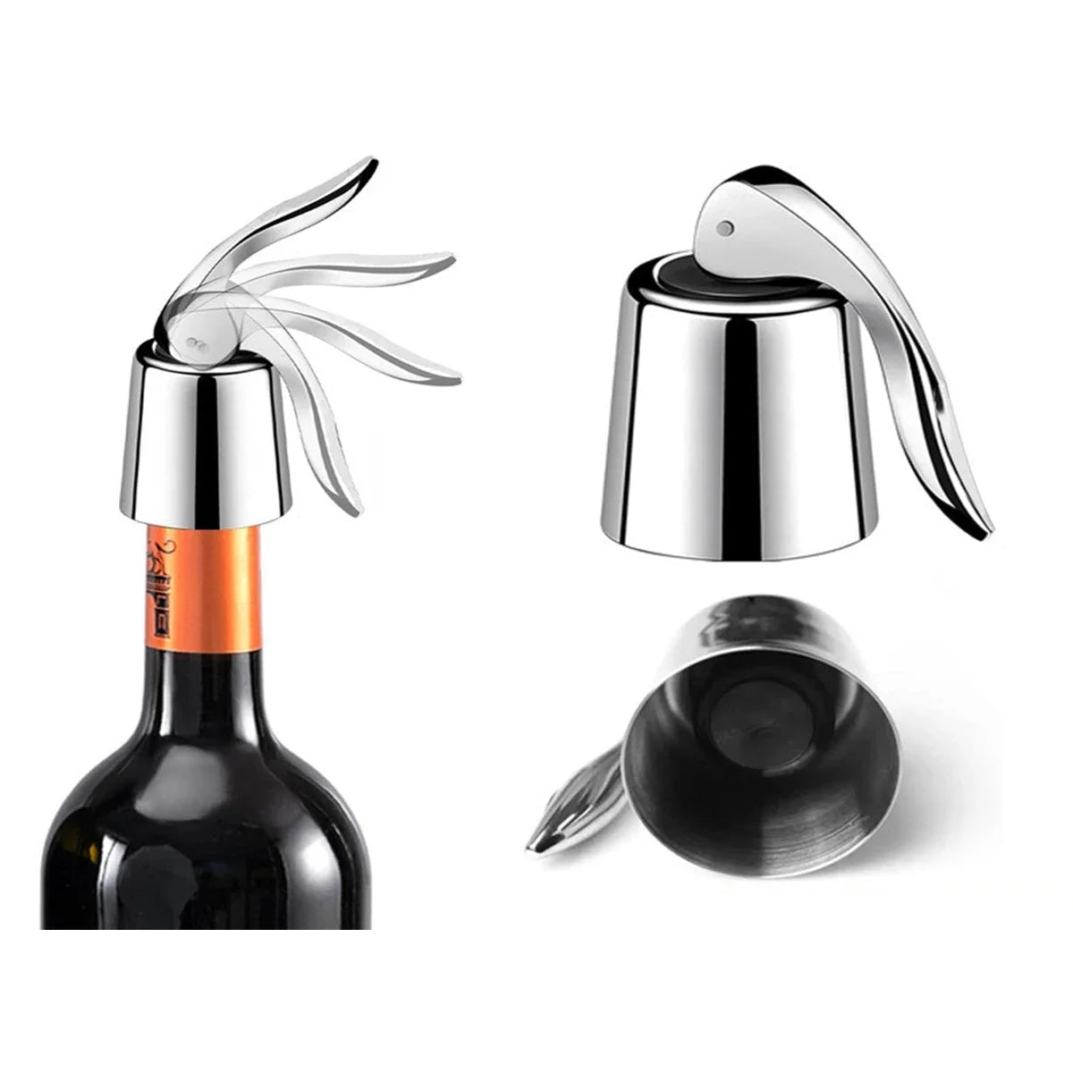 2 - Pack Stainless Steel Wine Bottle Stoppers – Reusable Leakproof Wine Saver - True Wine Lover
