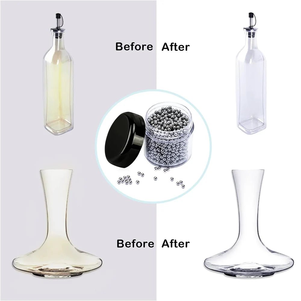 200 - Piece Stainless Steel Decanter Cleaning Beads – Reusable Glass Scrubber Set - True Wine Lover