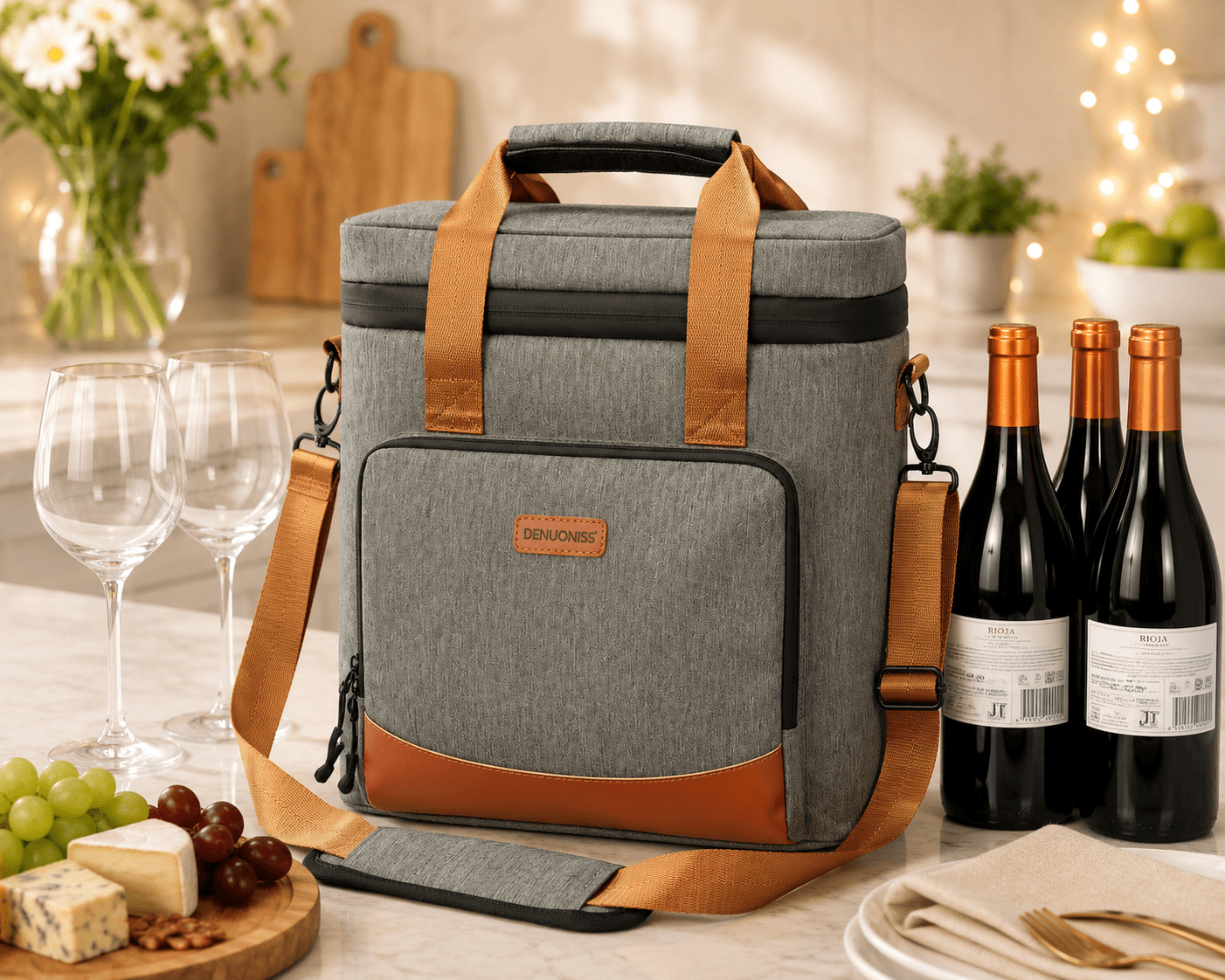 3 Bottles Insulated Wine Tote Gray Edition - True Wine Lover