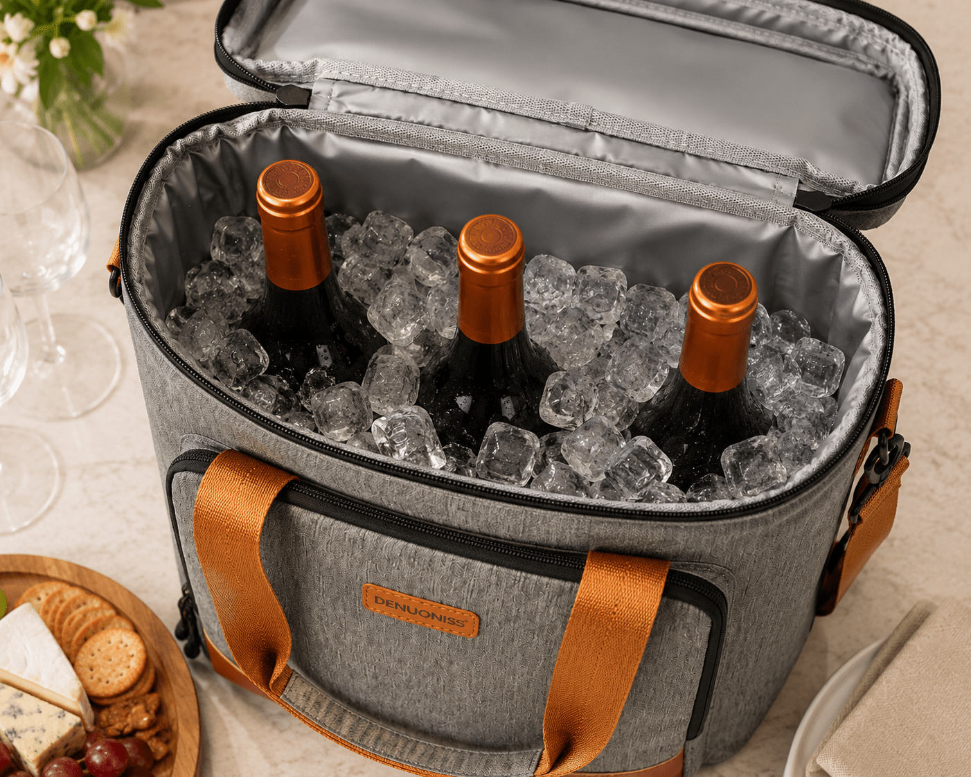 3 Bottles Insulated Wine Tote Gray Edition - True Wine Lover