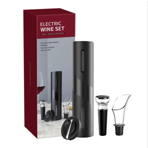 4 - in - 1 Electric Wine Opener Gift Set – USB Rechargeable Automatic Corkscrew - True Wine Lover