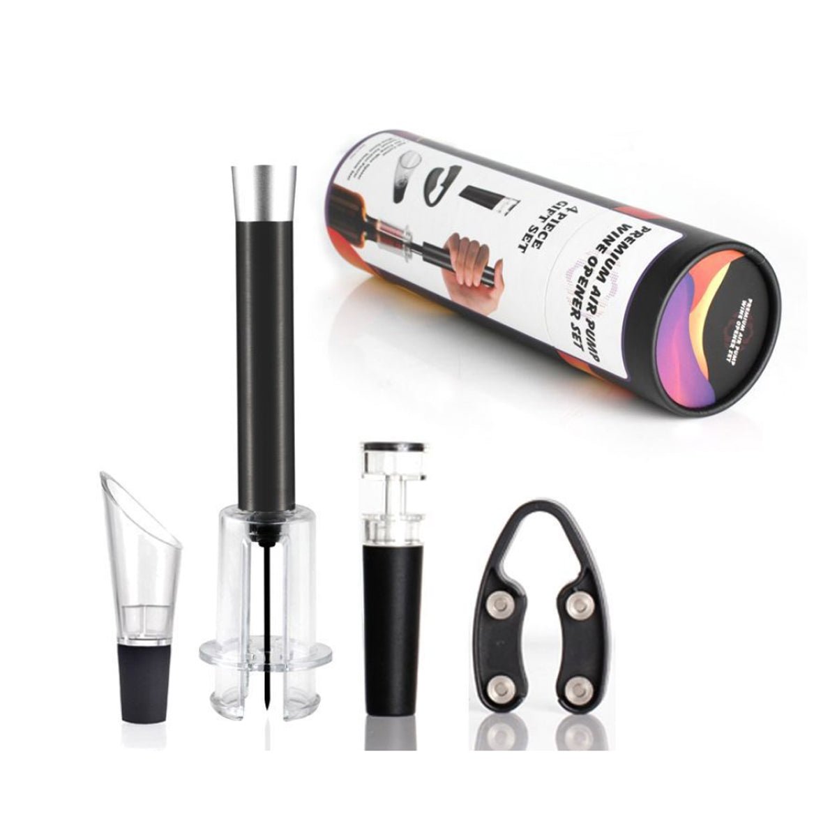 4 - Piece Air Pressure Wine Opener Set – Professional Pump & Preserver Gift Kit - True Wine Lover