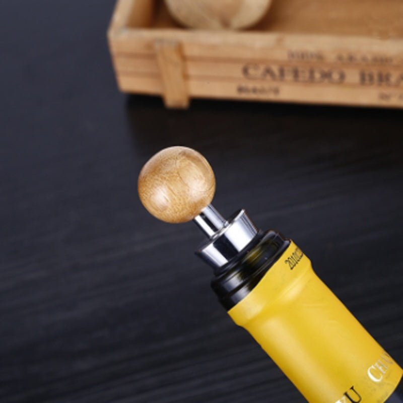 4 Piece Bamboo Wine Opener and Stopper Set - True Wine Lover