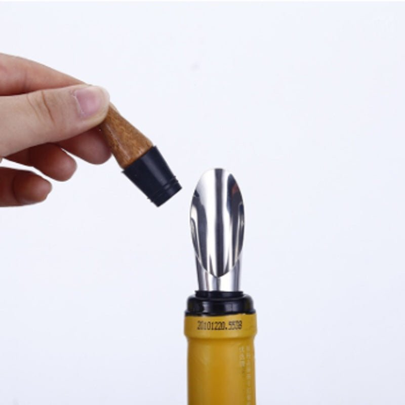 4 Piece Bamboo Wine Opener and Stopper Set - True Wine Lover