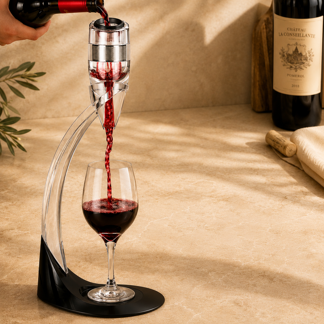 Wine Aerator and Pourer with Strainer Base