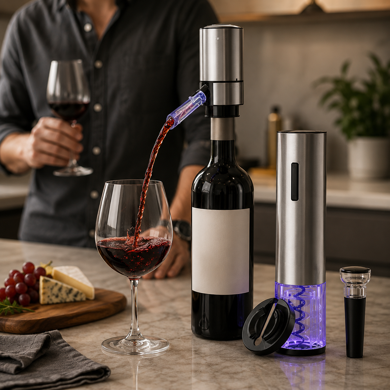 Electric Wine Opener and Aerator Gift Set