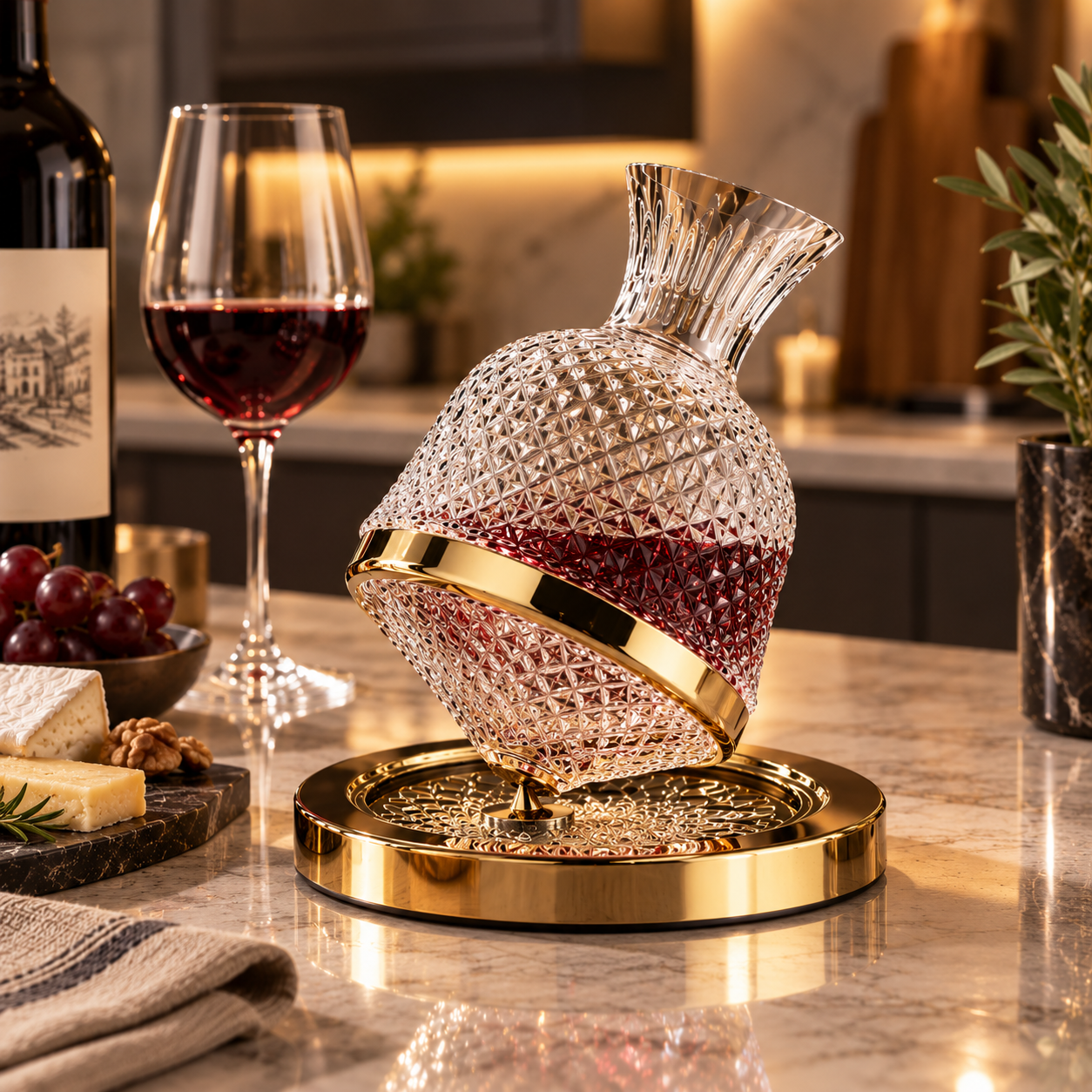 Swirl Crystal Red Wine Decanter with Base