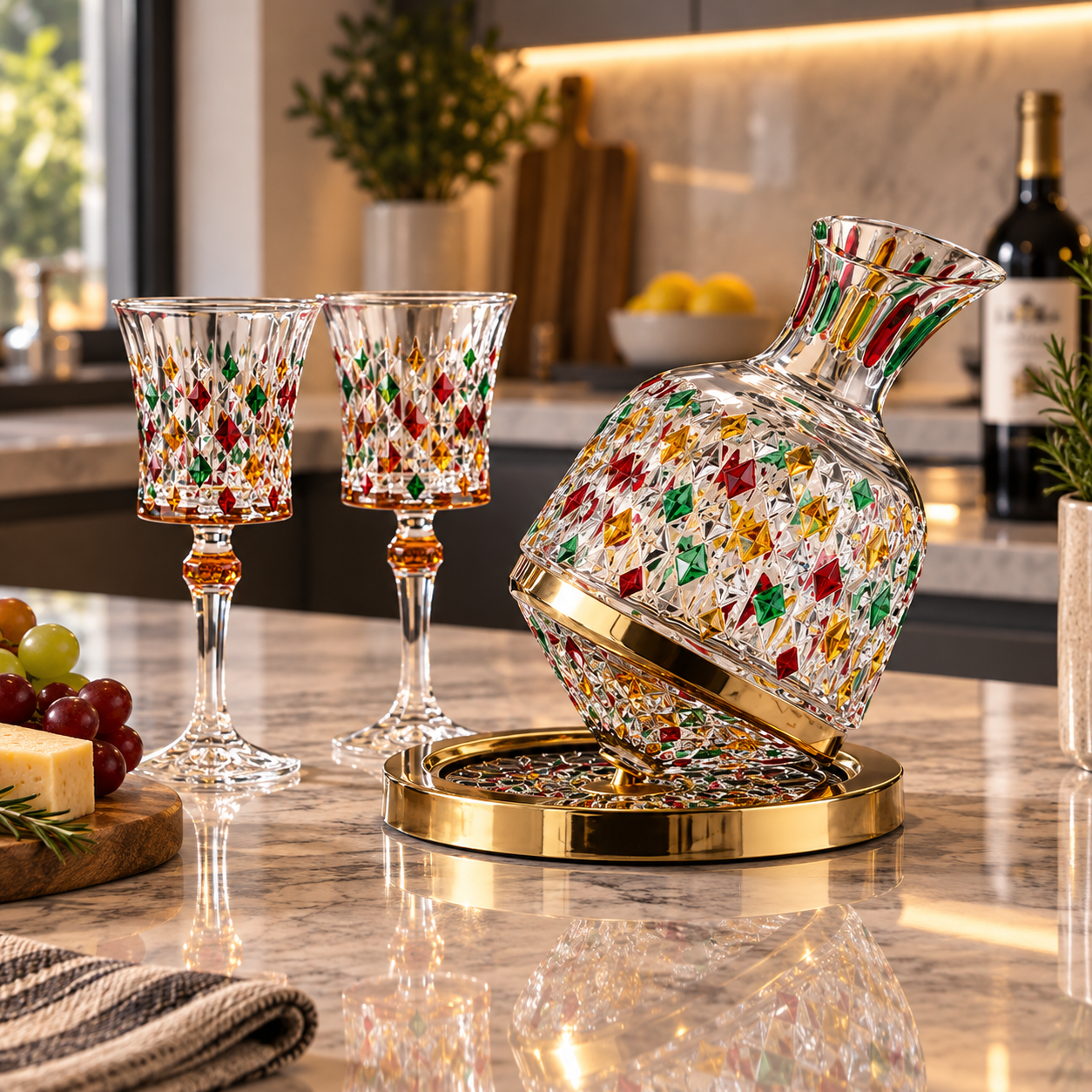 Hand-painted Wine Decanter 1000ml Set