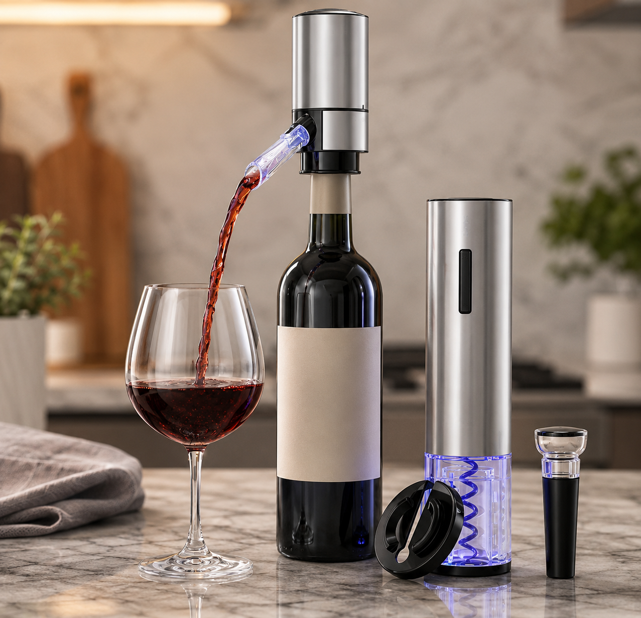 Electric Wine Opener and Aerator Gift Set