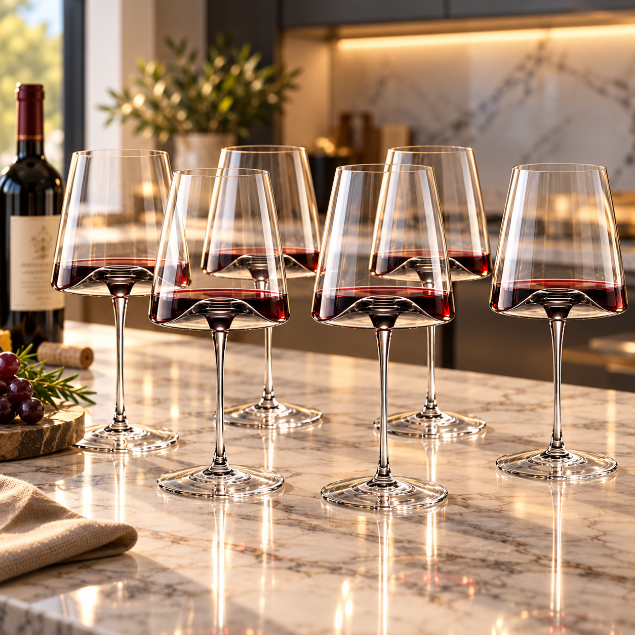 Crystal Red Wine Glasses Set of 6