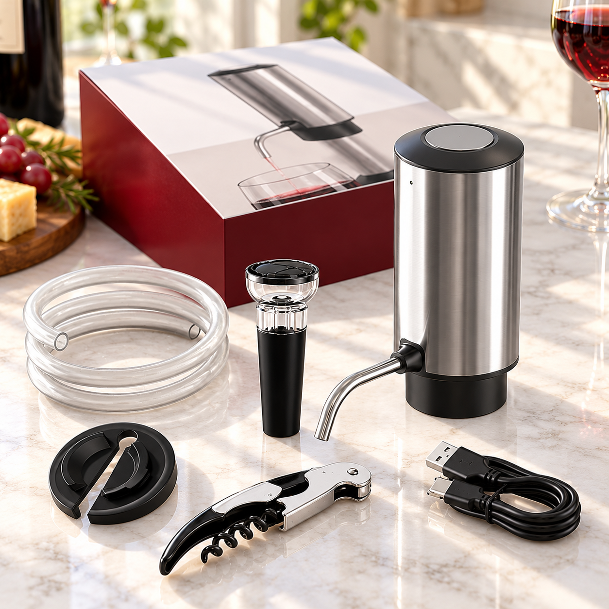 wine aerator and corkscrew set