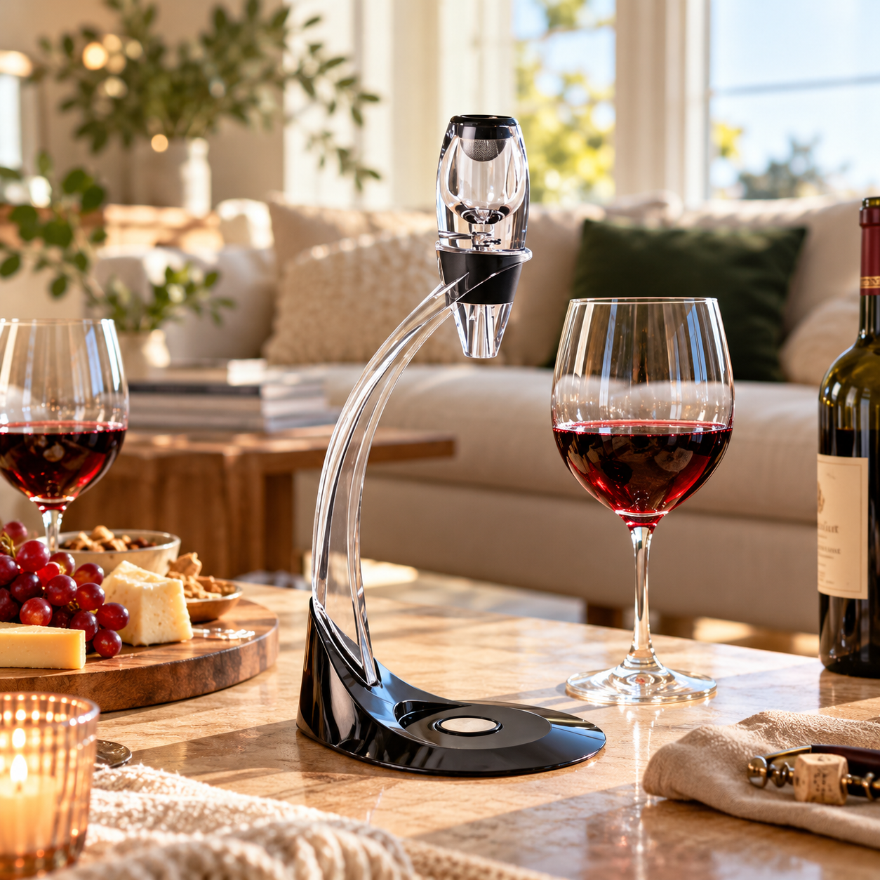Wine Aerator and Pourer with Strainer Base