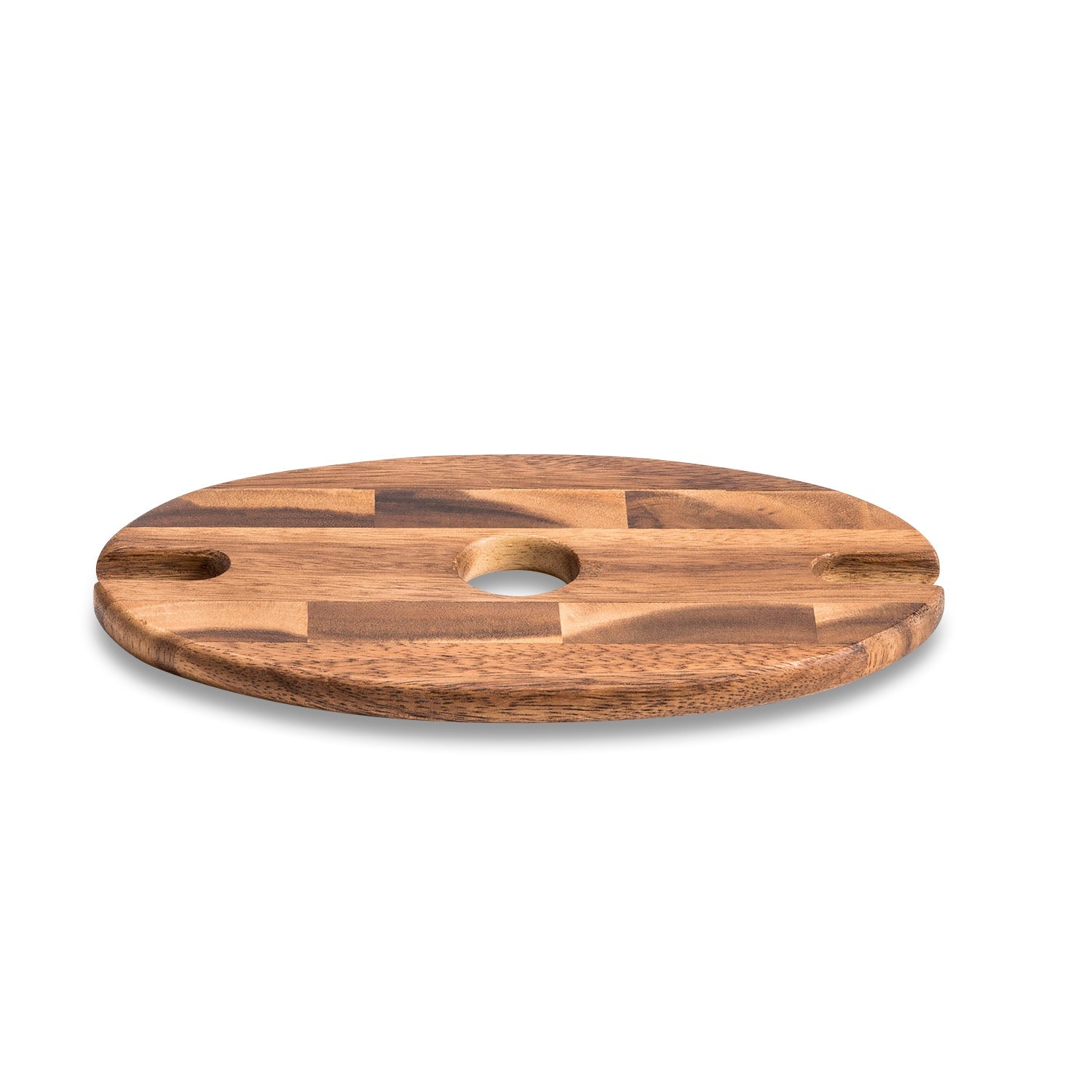 Antique Acacia Wood Wine & Glass Caddy | Rustic Single - Bottle Serving Stand - True Wine Lover