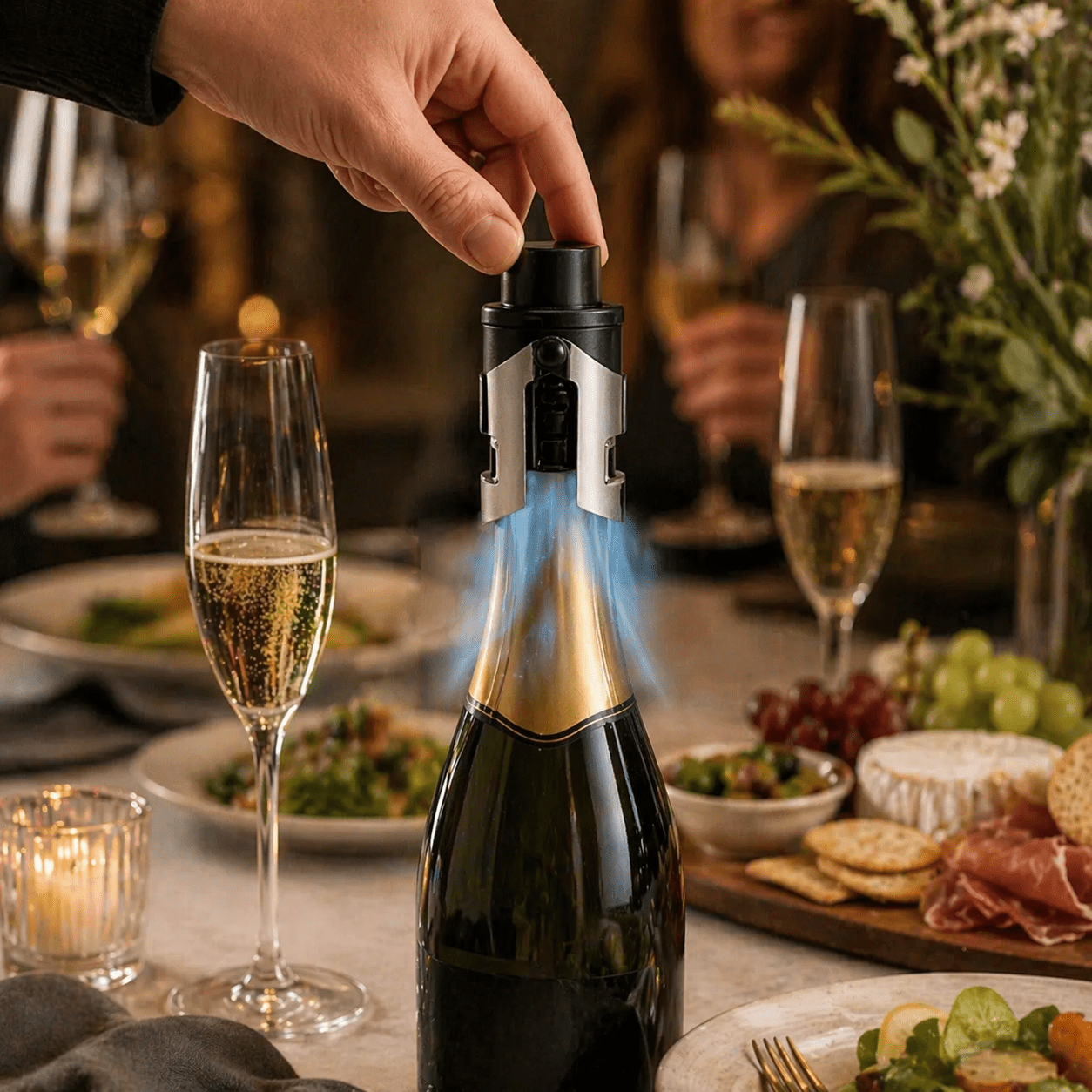 Champagne Stopper with Built - In Pressure Pump: 2 - Pack - True Wine Lover