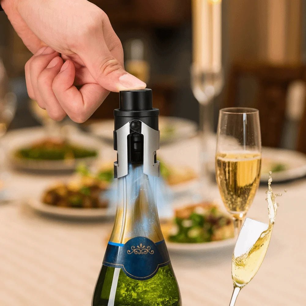 Champagne Stopper with Built - In Pressure Pump: 2 - Pack - True Wine Lover