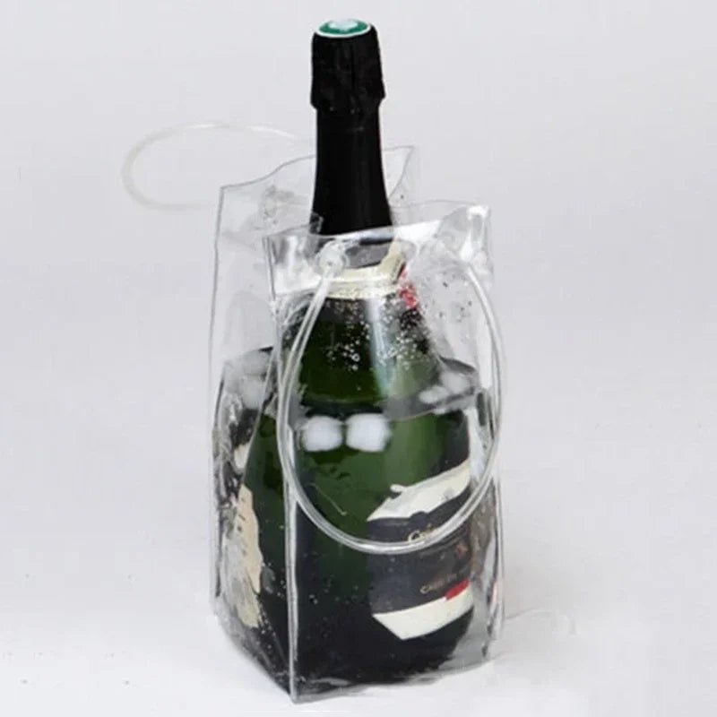 Collapsible Wine Ice Pouch with Handle – 5PK Clear Waterproof Cooler Bags - True Wine Lover