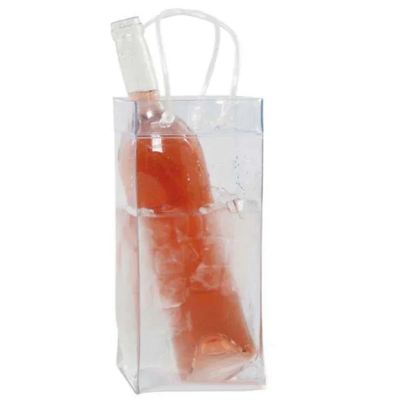 Collapsible Wine Ice Pouch with Handle – 5PK Clear Waterproof Cooler Bags - True Wine Lover