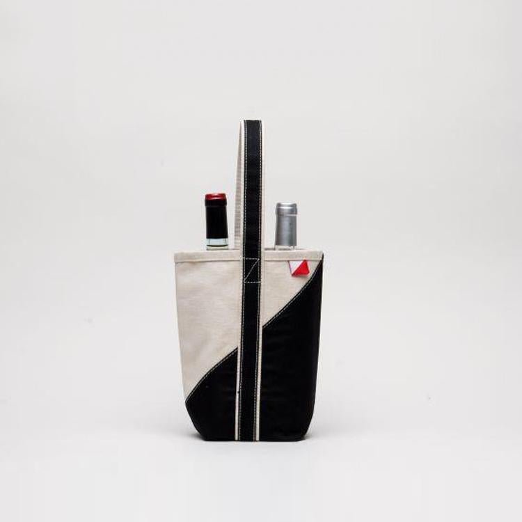 Contemporary 2 - Bottle Canvas Wine Tote | Premium Cotton Carrying Case - True Wine Lover