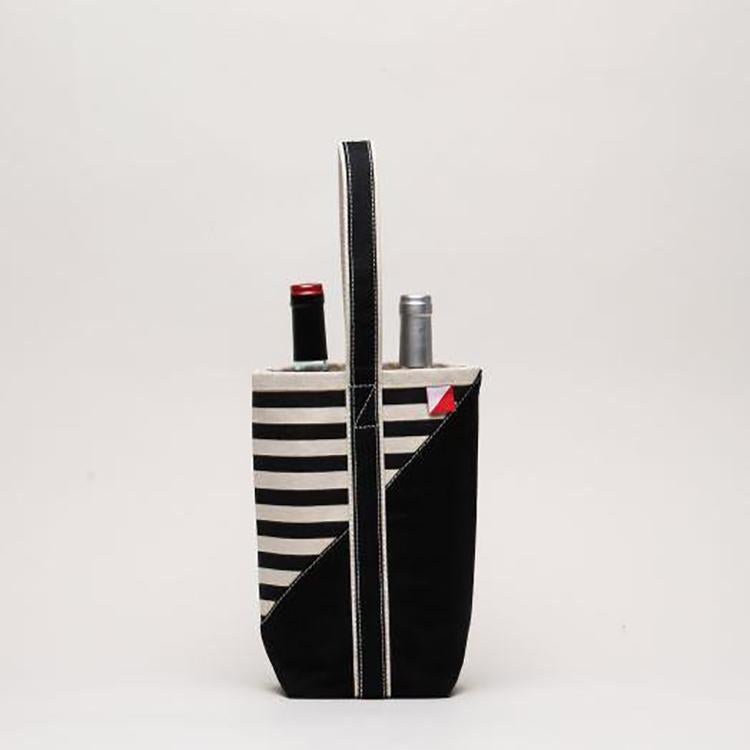 Contemporary 2 - Bottle Canvas Wine Tote | Premium Cotton Carrying Case - True Wine Lover