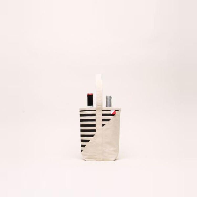 Contemporary 2 - Bottle Canvas Wine Tote | Premium Cotton Carrying Case - True Wine Lover