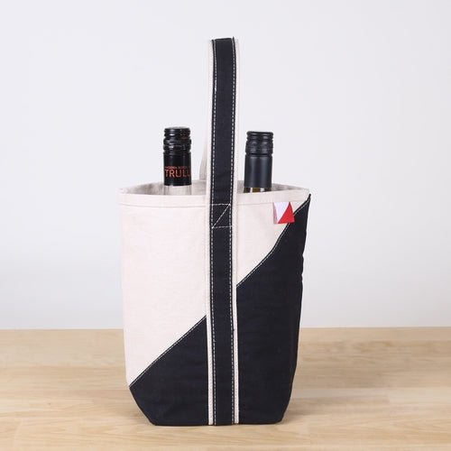 Contemporary 2 - Bottle Canvas Wine Tote | Premium Cotton Carrying Case - True Wine Lover