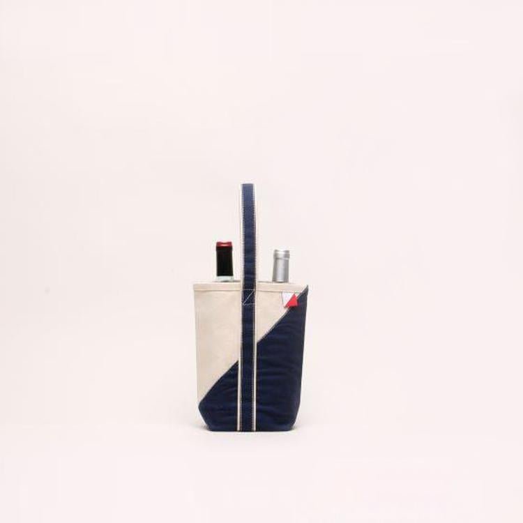 Contemporary 2 - Bottle Canvas Wine Tote | Premium Cotton Carrying Case - True Wine Lover