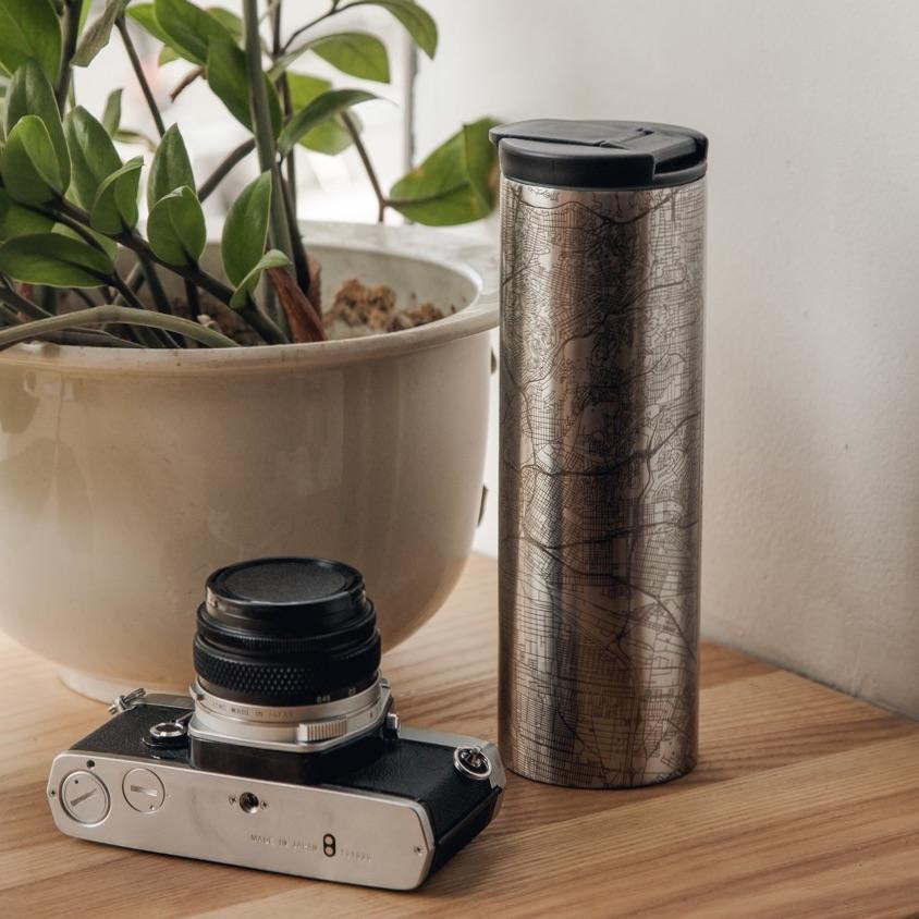 Custom Engraved Bristol, Connecticut Map Tumbler | 17oz Matte Black - True Wine Lover