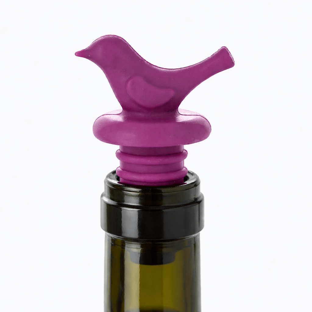 Funny novelty wine bottle stoppers leak-proof silicone bird set of 4