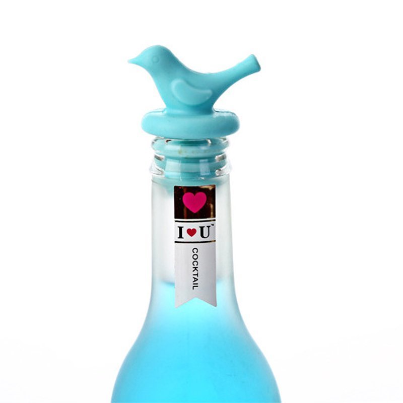 Funny Novelty Wine Bottle Stoppers | Leak - Proof Silicone Bird Set of 4 - True Wine Lover