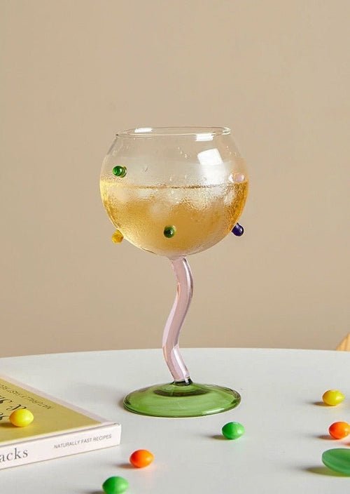 Hand Blown Rainbow Sprinkles Wine Glasses - Whimsical Dopamine - True Wine Lover