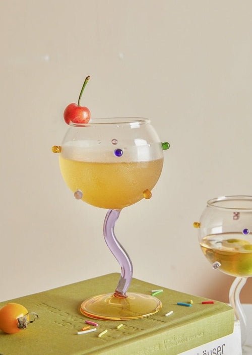 Hand Blown Rainbow Sprinkles Wine Glasses - Whimsical Dopamine - True Wine Lover