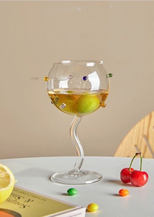 Hand Blown Rainbow Sprinkles Wine Glasses - Whimsical Dopamine - True Wine Lover
