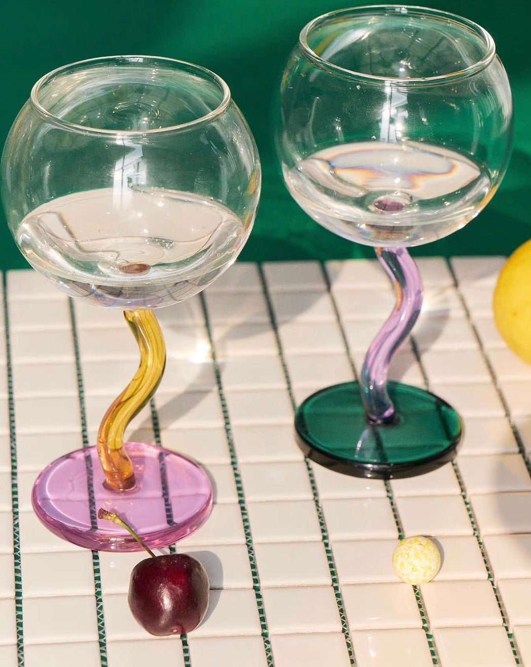 Handblown Bubble Wine Glass – Unique Wavy Stemmed Retro Glassware - True Wine Lover