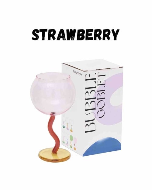 Handblown Bubble Wine Glass – Unique Wavy Stemmed Retro Glassware - True Wine Lover