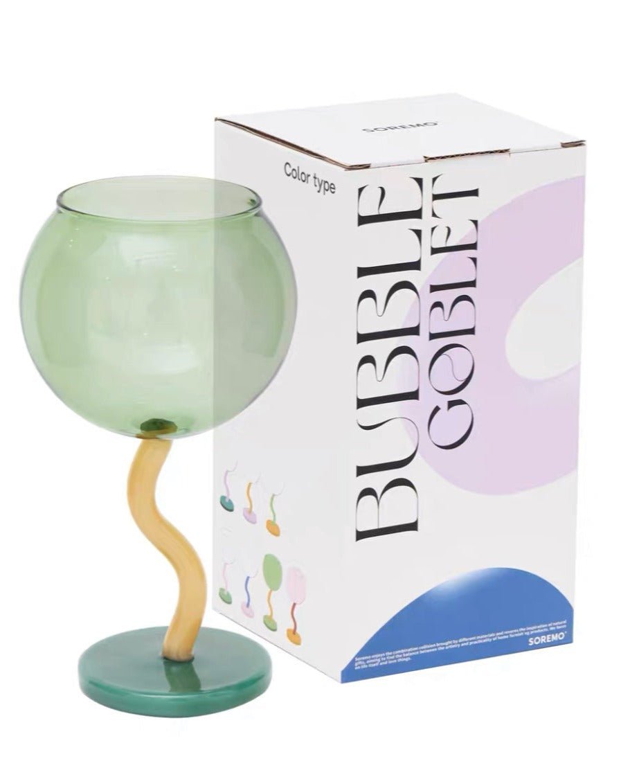 Handblown Bubble Wine Glass – Unique Wavy Stemmed Retro Glassware - True Wine Lover