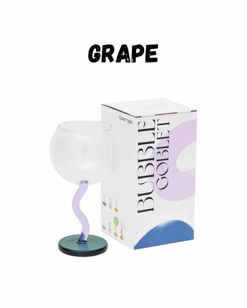 Handblown Bubble Wine Glass – Unique Wavy Stemmed Retro Glassware - True Wine Lover