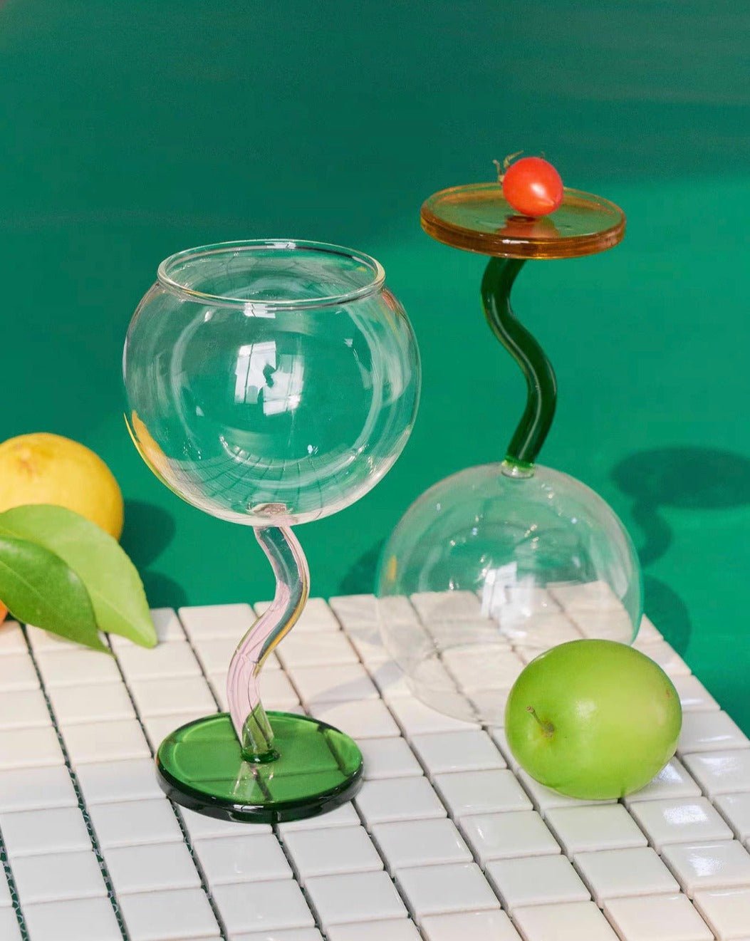 Handblown Bubble Wine Glass – Unique Wavy Stemmed Retro Glassware - True Wine Lover