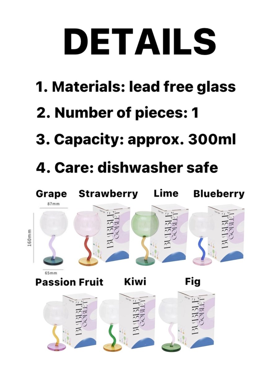 Handblown Bubble Wine Glass – Unique Wavy Stemmed Retro Glassware - True Wine Lover