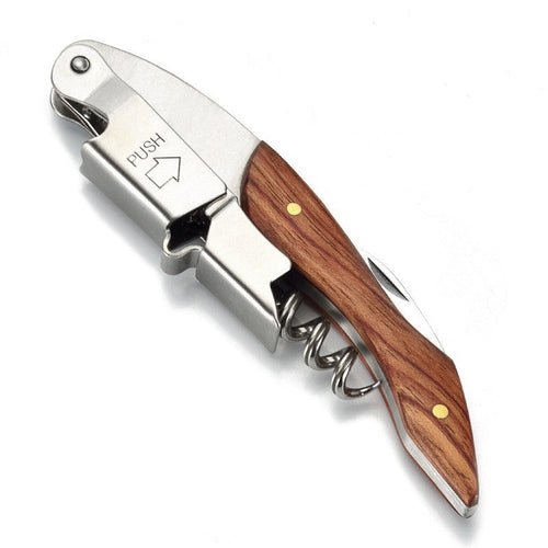 Heavy - Duty Stainless Steel Wine & Bottle Opener | Classic Rosewood Design - True Wine Lover