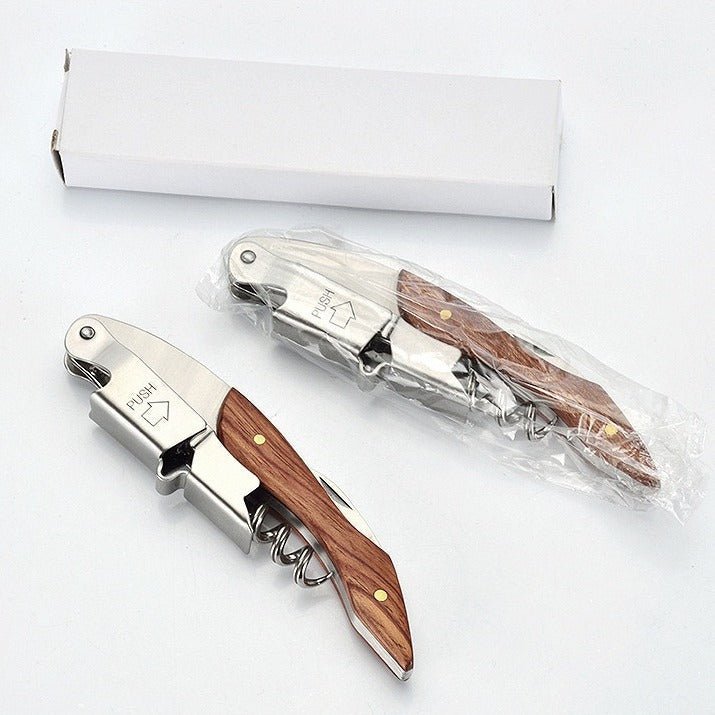 Heavy - Duty Stainless Steel Wine & Bottle Opener | Classic Rosewood Design - True Wine Lover