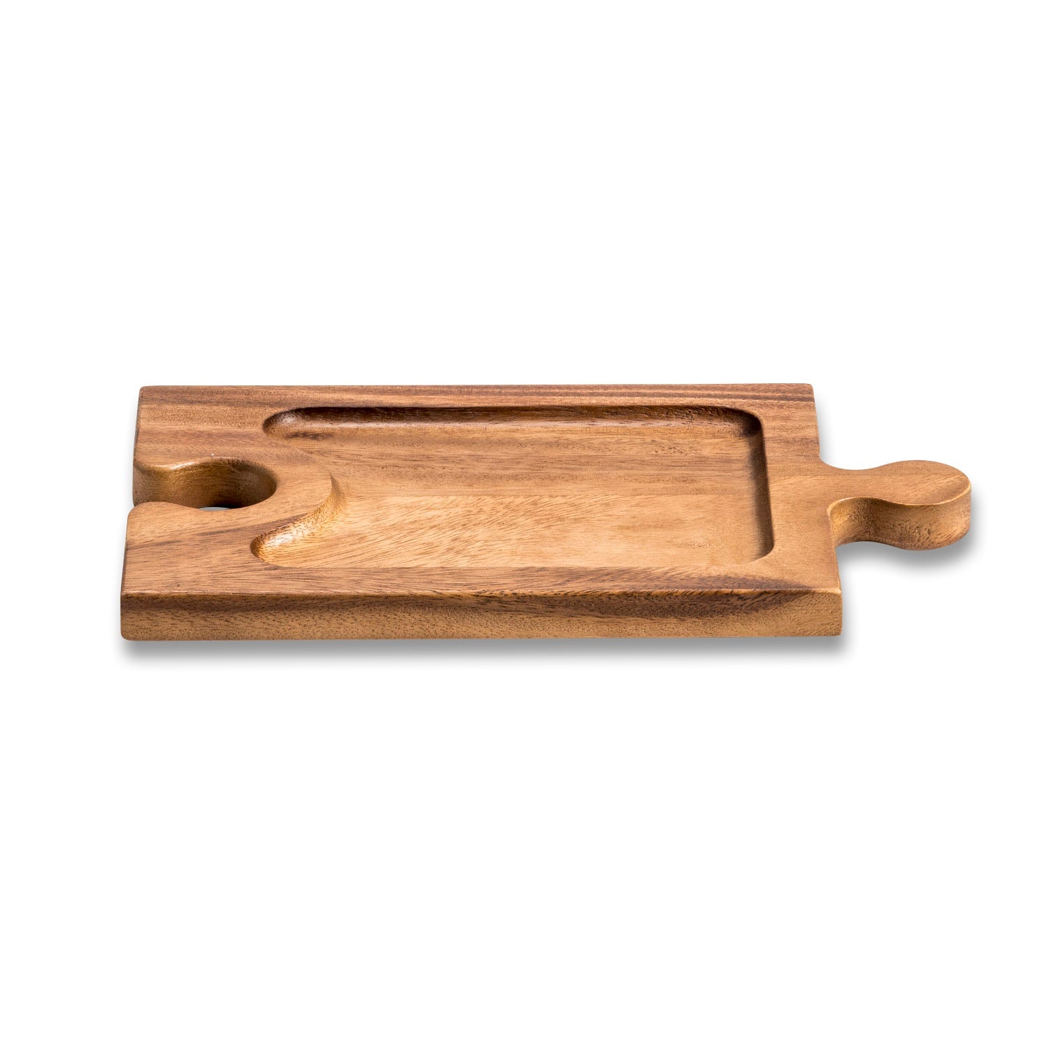 Interlocking Acacia Charcuterie Board – Personal Wine Glass & Appetizer Plate - True Wine Lover